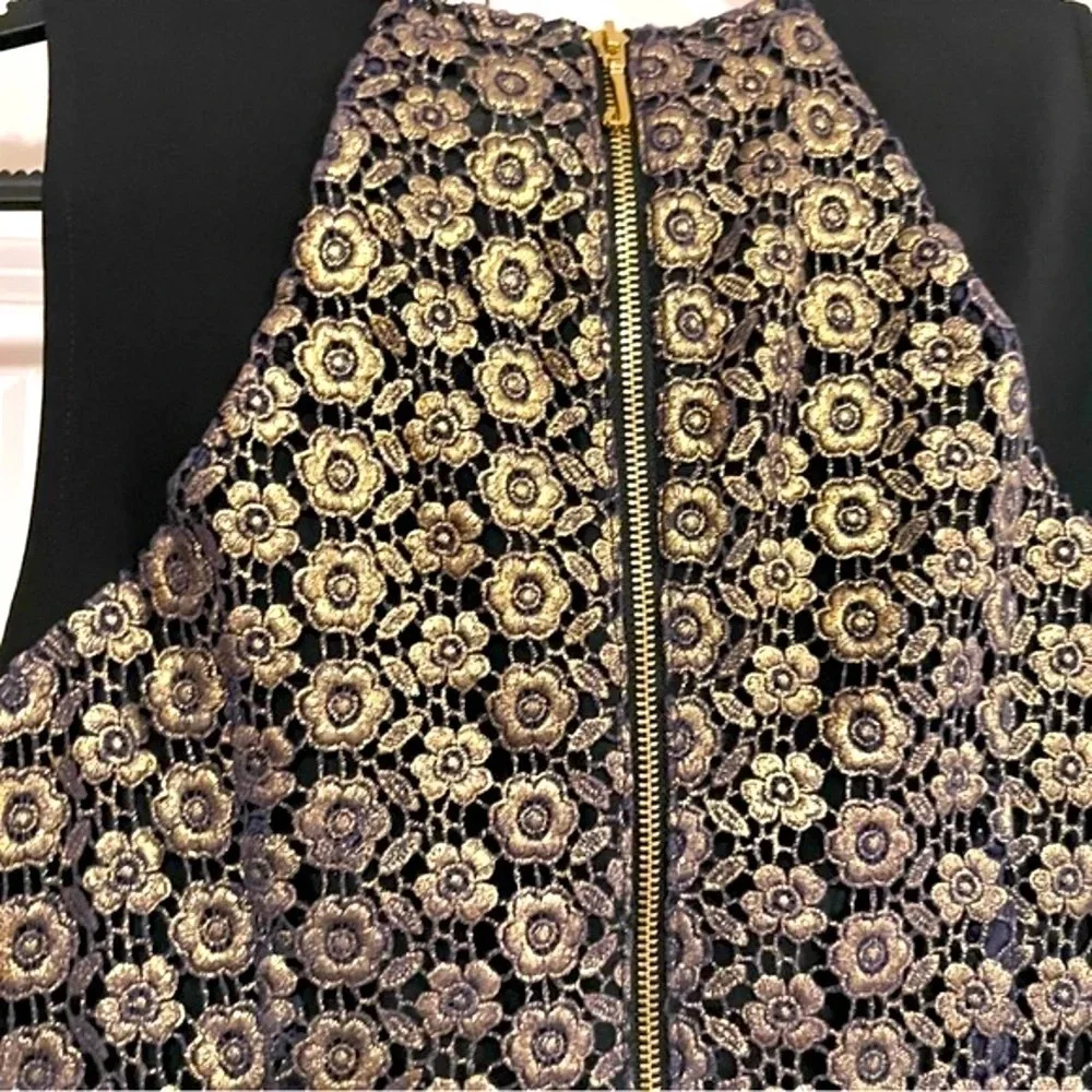 Juicy Couture Gold Overlay Embroidered Black Dress Size 4 - Picture 12 of 12